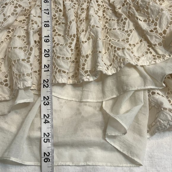 Floreat Anthropologie Women’s Ivory Crochet Lace Peplum Top Size M Sleeveless - Picture 7 of 7